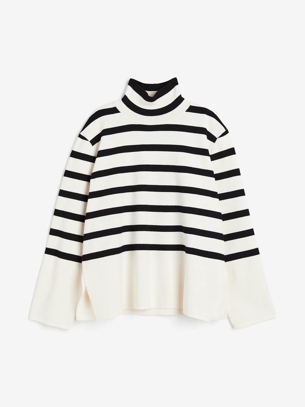 H&M Black & White Striped Turtleneck Sweater